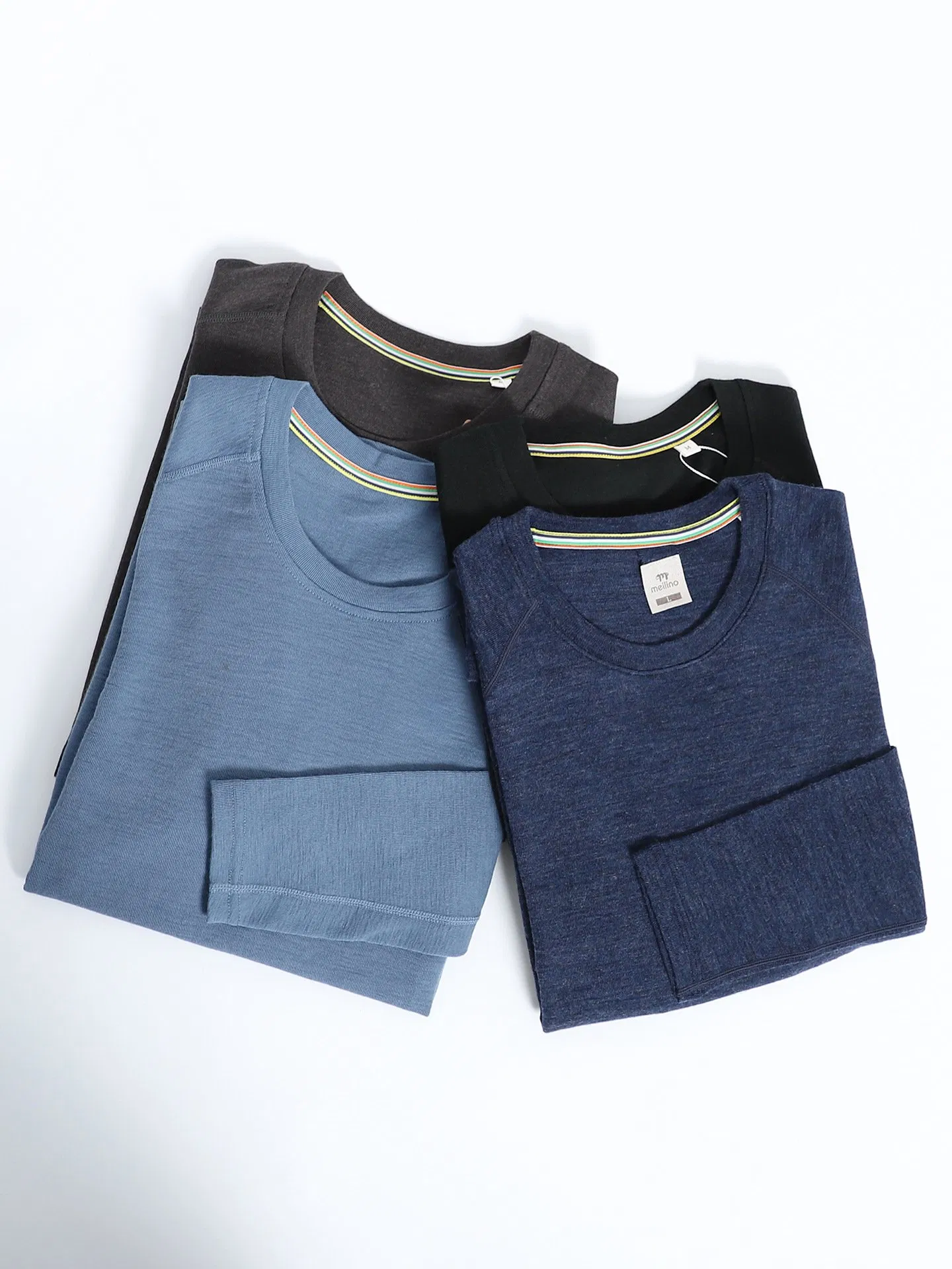 Men's Merino Wool Quick-Dry Outdoor Long-Sleeve T-Shirt - Crew Neck Base Layer for Running &amp; Sports