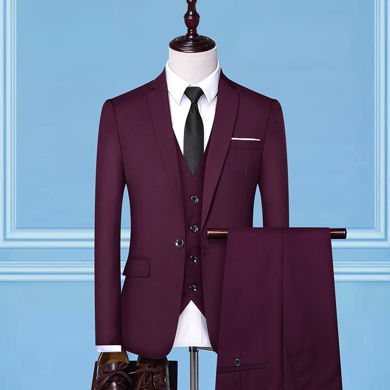 OEM Custom 3pcs Luxury Office Suit Men's Wedding Formal Wear Standard Size Suit Jacket Business Suit