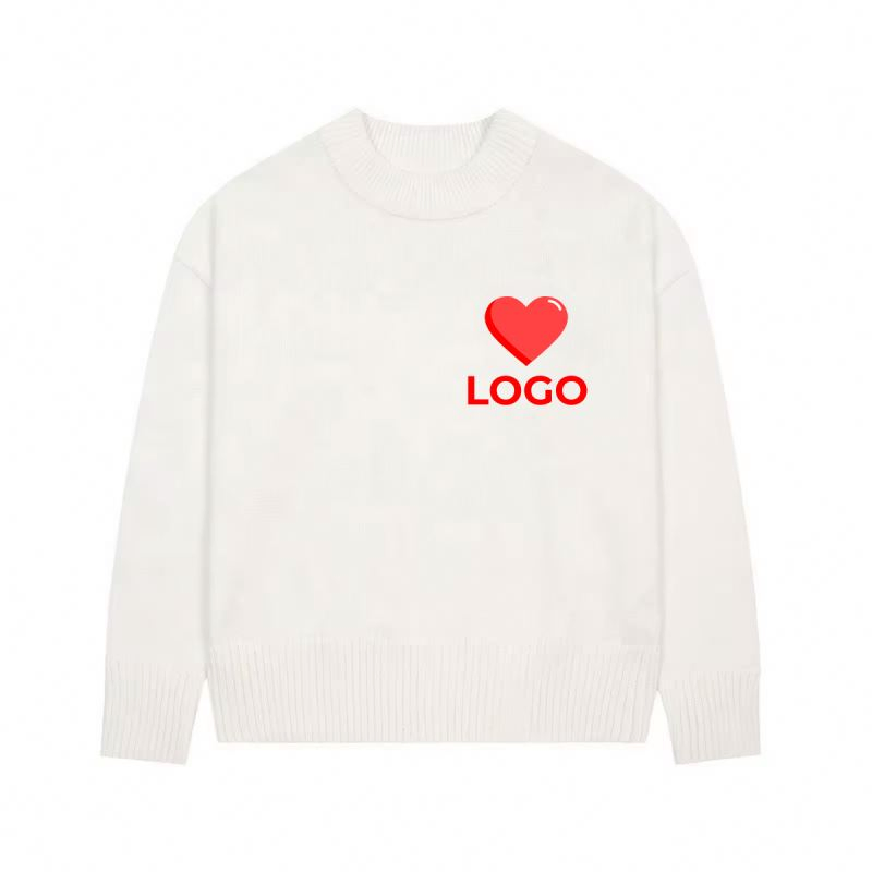 New Designer Luxury Men's Love Heart Embroidery Knitted Sweaters High Quality Mohair Wool Knitwear Sweater