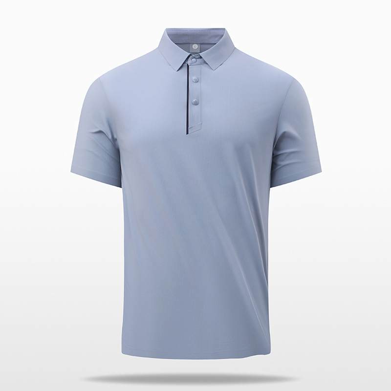 Polo Shirt Senior Sense Men's Business Seamless Ice Silk T-Shirt Men's Lapel Loose Print Top Fashion Short Sleeve Fitness