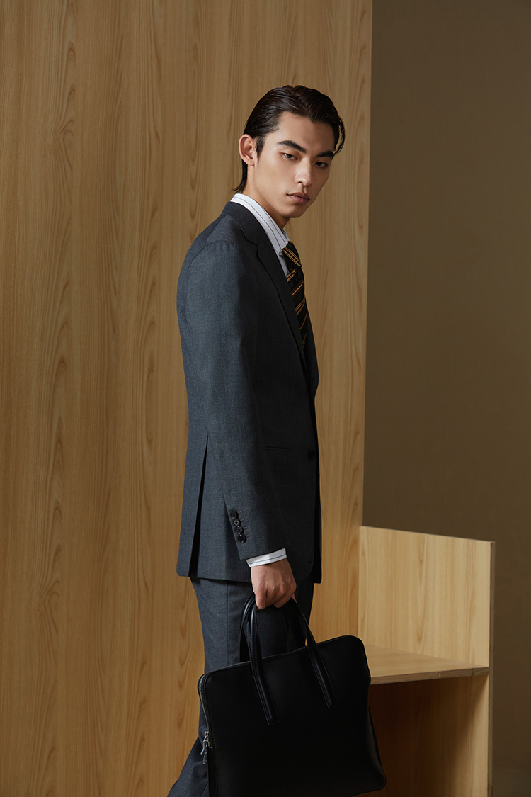 Men's Retro Business Suit Solid Blue Slim-Fit Casual Workplace 2-Piece Set Single Breasted Closure Wool with Button Fly Pants
