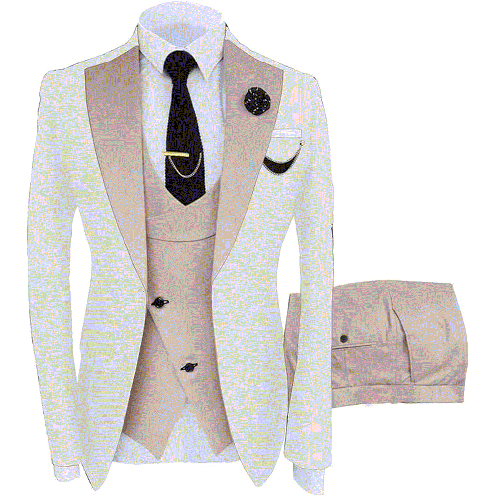 Whole Sale Price Quality Breathable Men's Business Suit Set Flat Front Style for Weddings and Parties