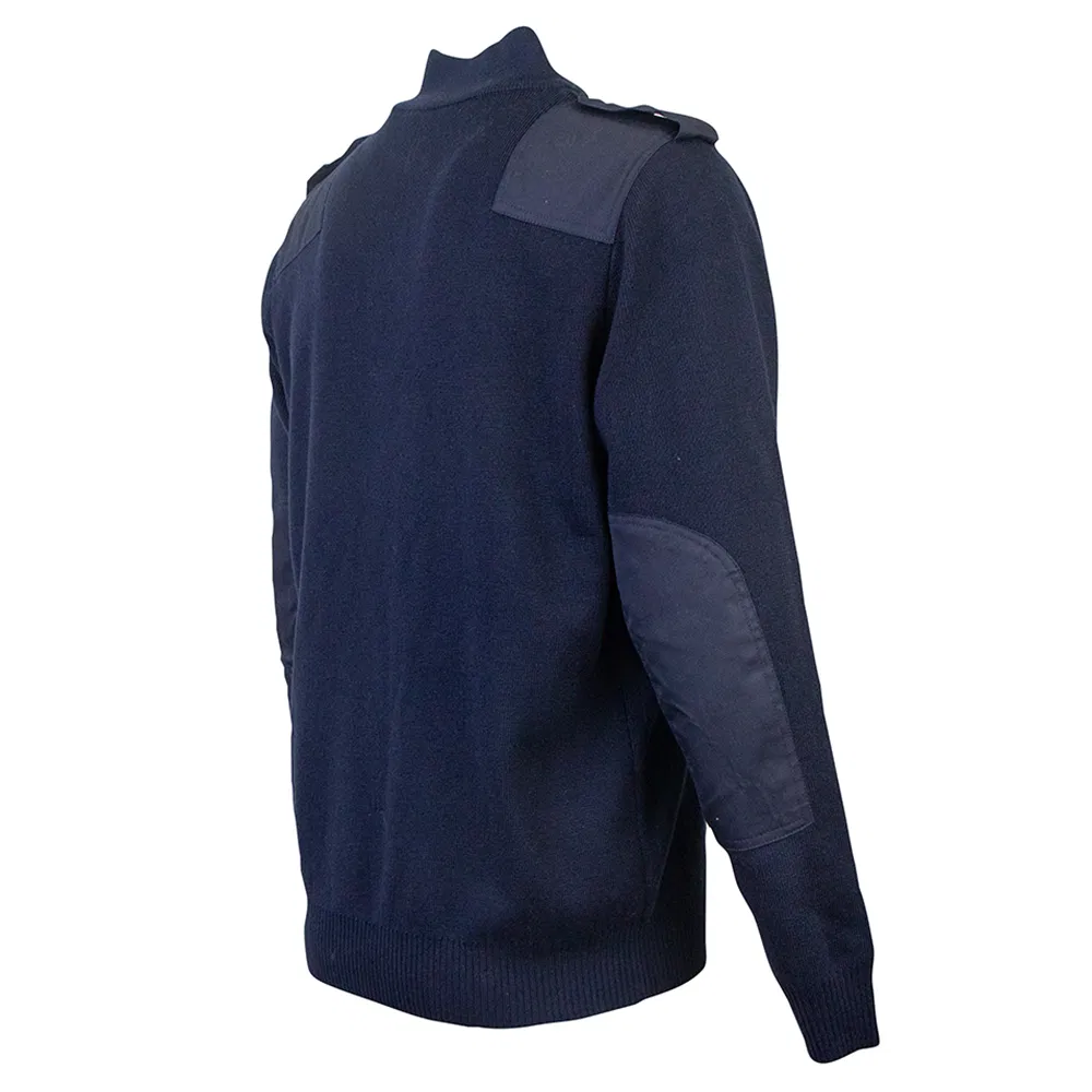 Men's Long Sleeve Half Zip Stand Collar Pullover Knitwear Fleece Lined Thickened Warm Sweater Security Patrol Uniform