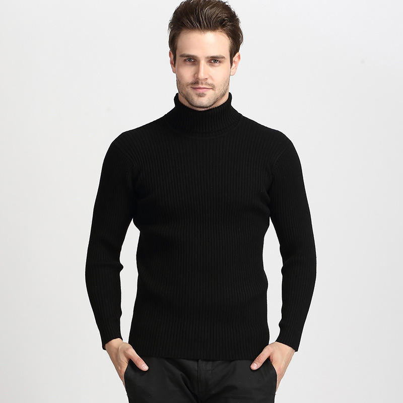 OEM Custom Winter Solid Turtleneck Knitwear Men Knitted Pullover Sweater
