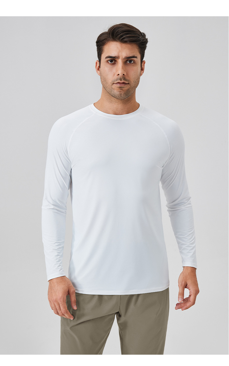 Men's Ice Silk Sunscreen Sports Long Sleeve T-Shirt Loose Breathable Cool Outdoor Running Fitness Long Sleeve Top