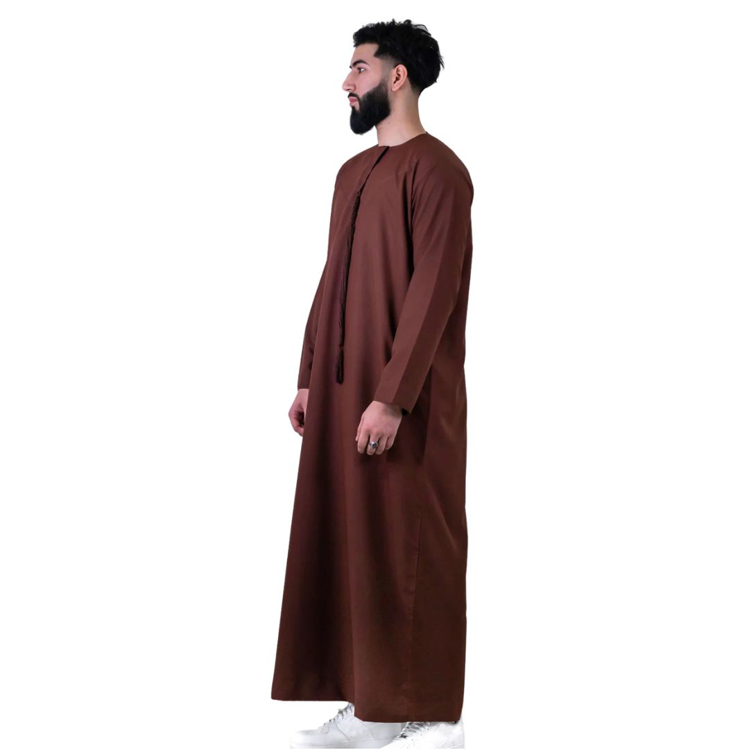 Premium Emirati Thobe Rust Luxury Kandura Traditional Arabic Wear Elegant Mens Jubba Soft and Breathable Modern Islamic Attire