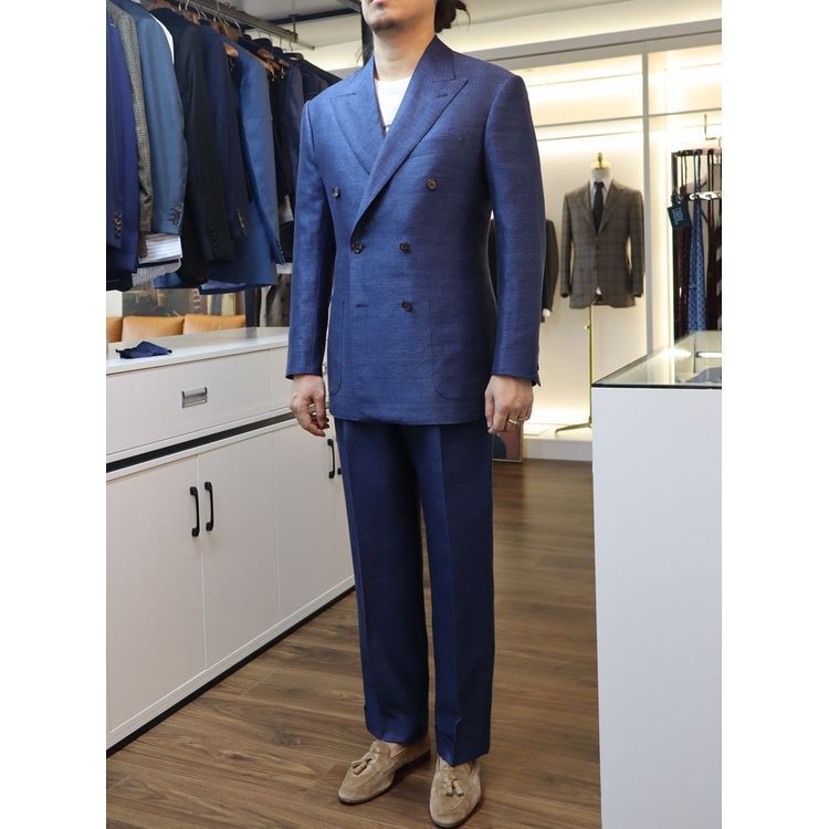 Reasonable Price Business Men's Blazer Suit Blue Solid Lapel Slim Fit Business Bespoke Suit for Men