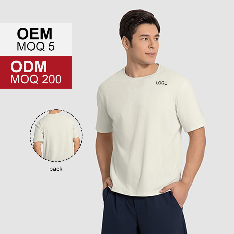 Round Neck Men's Short-Sleeved T-Shirt Solid Color Loose Breathable Sports Short-Sleeved Tops Men