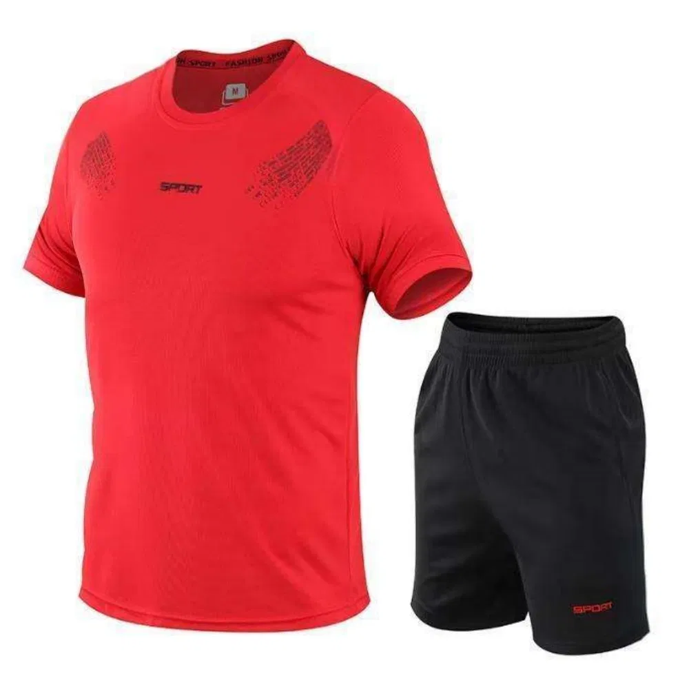 Custom Men's Sportswear Men's Casual Sports Jogger Suits Solid Color Short-Sleeve T-Shirt and Shorts Sets OEM Processing of Various Types of Clothing