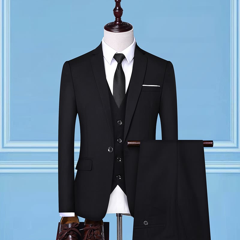 OEM Custom 3pcs Luxury Office Suit Men's Wedding Formal Wear Standard Size Suit Jacket Business Suit