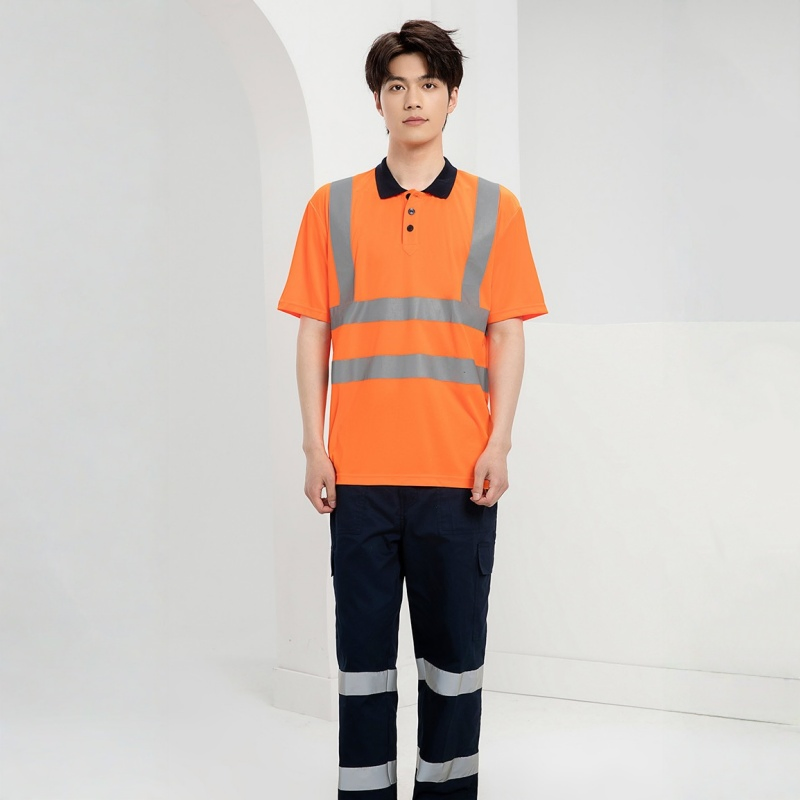 High Visibility Yellow &amp; Orange Construction Workwear Uniform with Reflective Stripe for Men