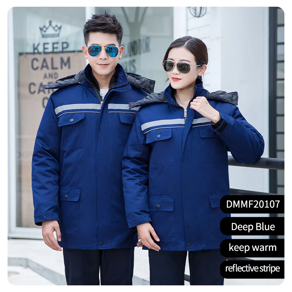 Winter Work Jackets Reflective Strips Factory Supply Thicken Detachable Hooded Outdoor Work Clothes for Men Worker Jacket Coat