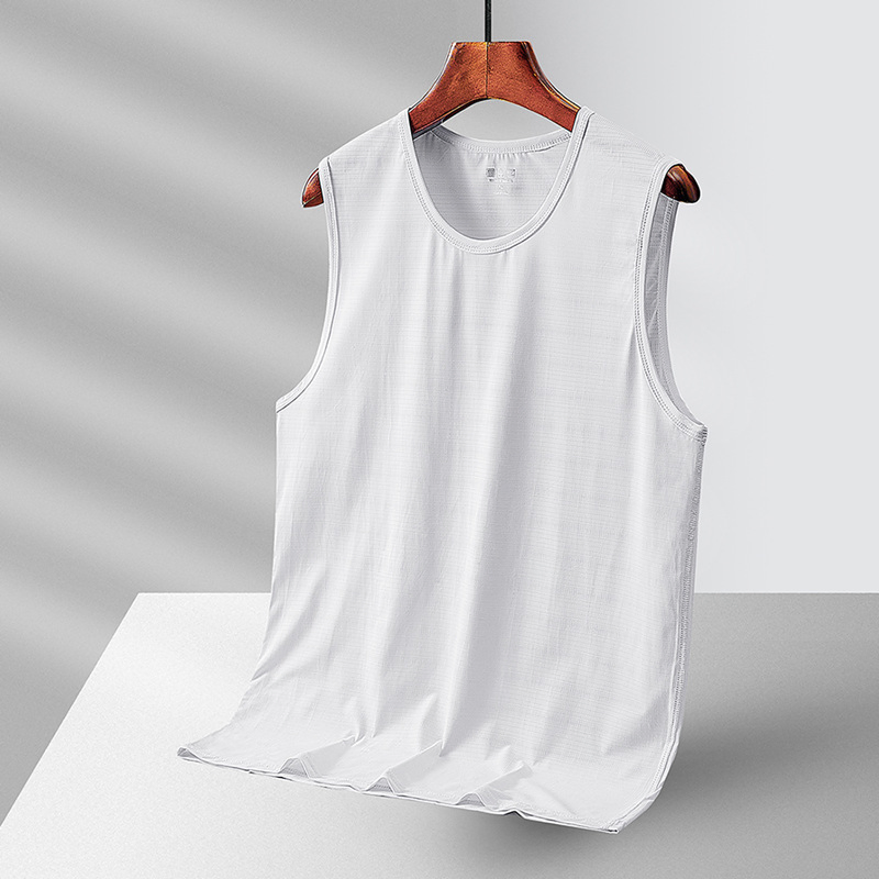 Ice Silk Men's Seamless Vest Summer Trend Plus Size Loose Mesh Vest Wear Sports Breathable T-Shirt
