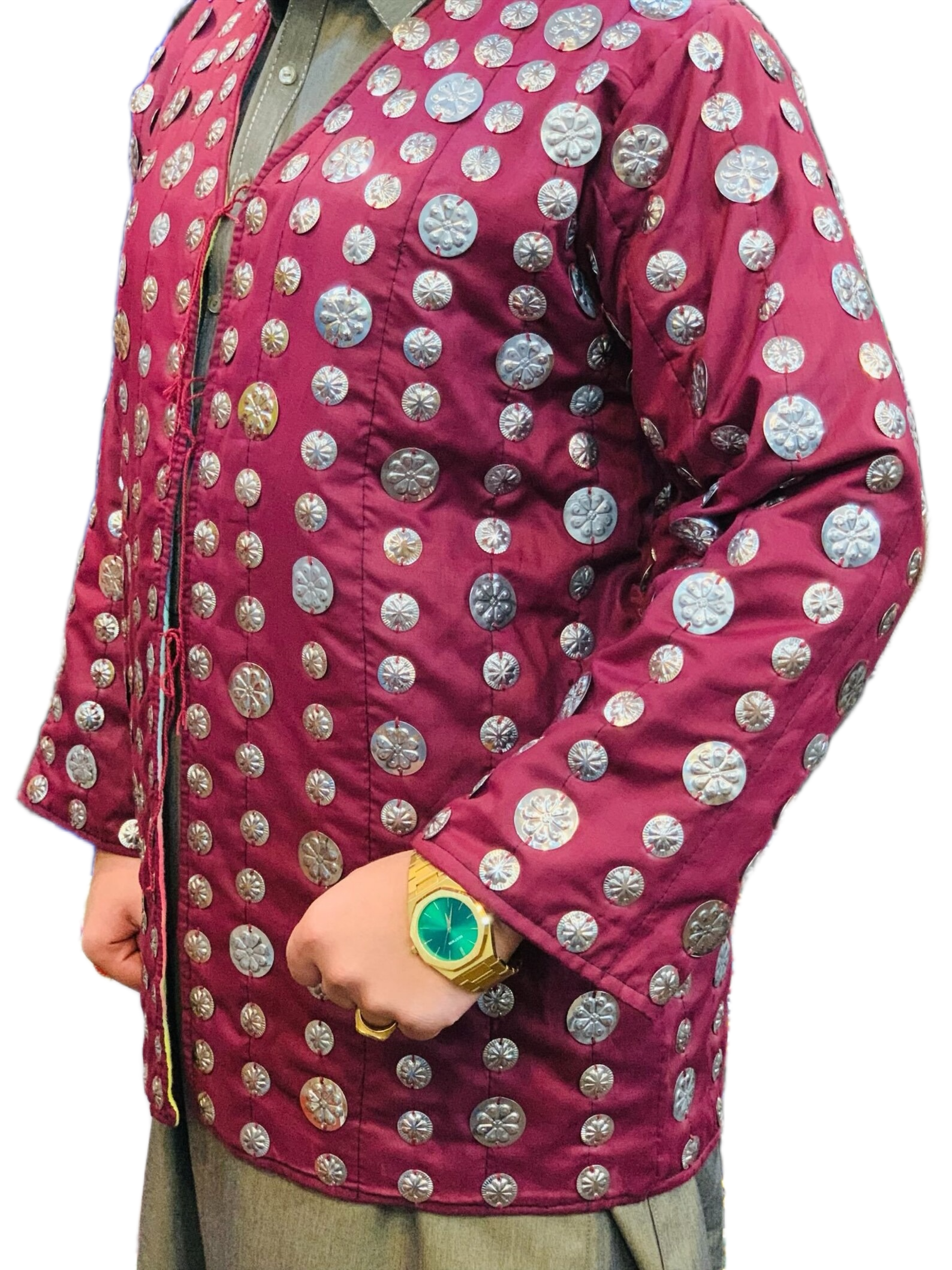 Graceful Men's Traditional Woolen Casual Autumn Sleeveless Embroidered Waistcoat Jacket for Groom Mehndi Eid Cultural