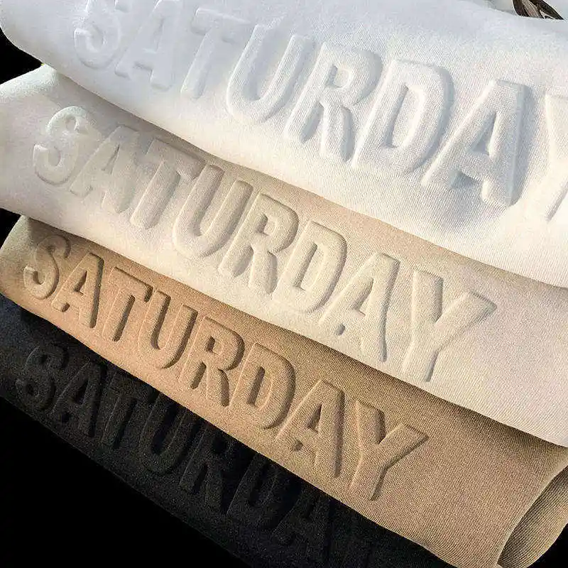 Customized Men's 100% Cotton Premium T-Shirts with Design Brand 3D Embossed Printing Logo Tee OEM Plain Heavyweight Graphic Luxury Bulk T Shirt