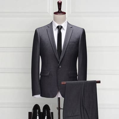 Men's Formal Business Wedding Suits British Casual Style Breathable Worsted Single Breasted Button Fly Anti-Static for Adults