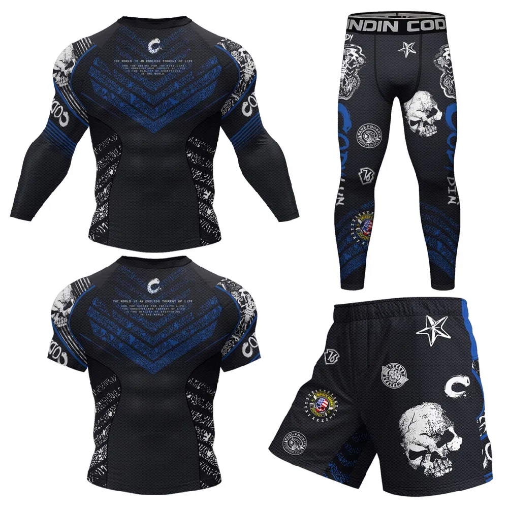 Men's Athletic 4-Piece Set Running and Fitness Clothing Custom 3D Digital Prints Outdoor Gym Wear for Muscular Men