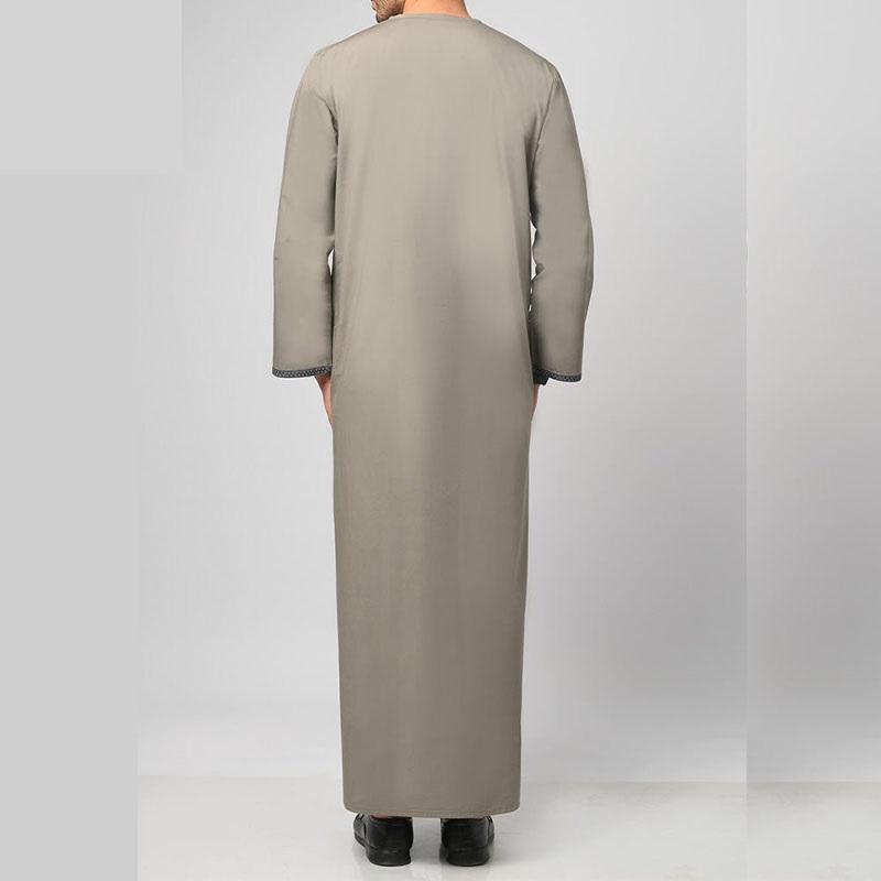 High Quality Traditional Embroidery Designed Men's Thobe Custom Stand Collar Islamic Clothing Men's Thobe