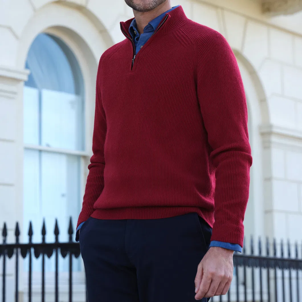 Wool Cashmere Half Zip Sweater