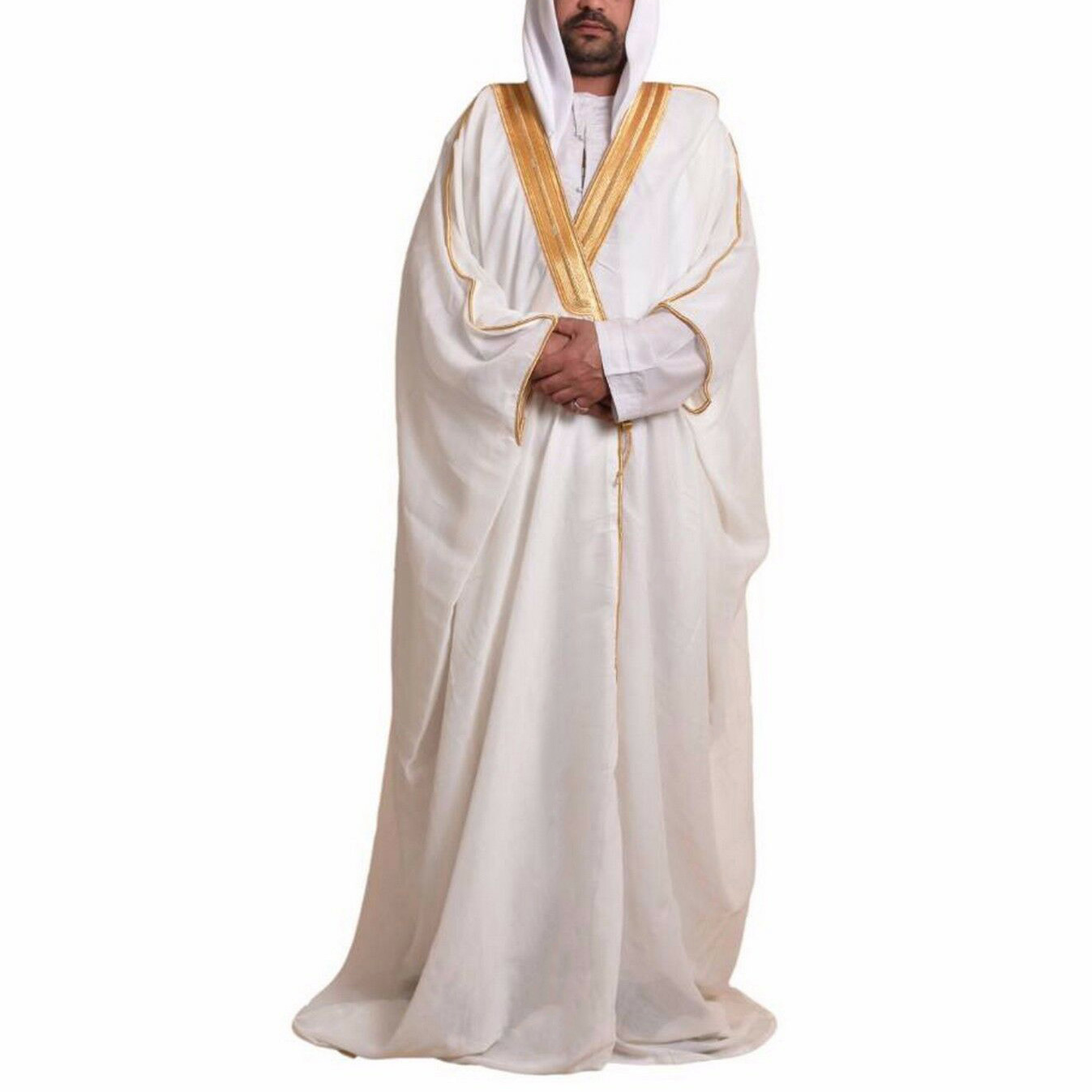 Custom Islamic Saudi Arabian Mishlah Bisht Cloak Kuwait Bisht Abaya White Men Design Mmuslim Men Abaya
