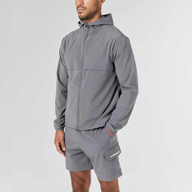 Short Sleeved Zipper Men's Sportswear Hooded Clothing Customization