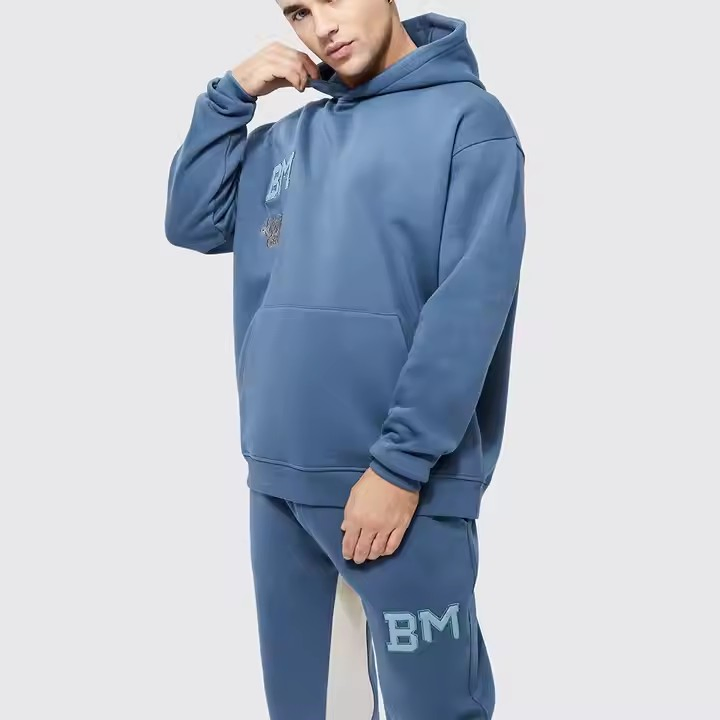 Wholesales Streetwear Tracksuit Cotton Custom Embroidered Logo Heavyweight Tracksuit Hoodies Oversized Baggy Tracksuitsfor Men