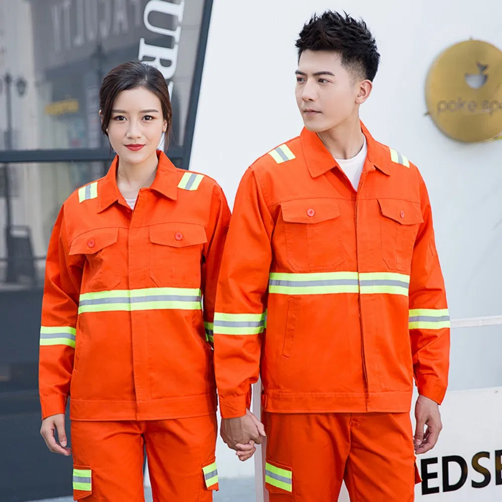 Custom Men's Long Sleeve Hi Vis Security Guard Workwear Uniform Jacket Reflective Stripes Button-up Mechanic Work Shirt Summer