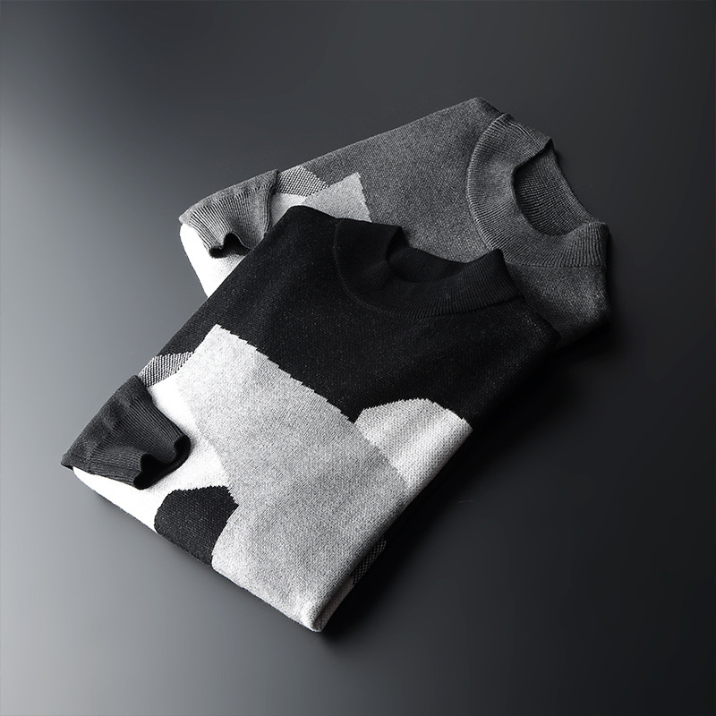 Nnr Knitwear Autumn Winter White Round Neck Long Sleeve Jacquard Sweater for Men