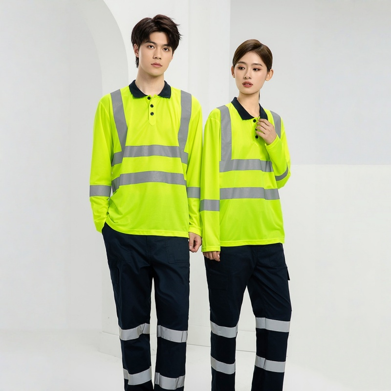 High Visibility Yellow &amp; Orange Construction Workwear Uniform with Reflective Stripe for Men