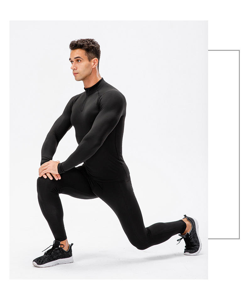 Wholesale Custom Men′ S Thermal Underwear Shirt Stand Neck Base Layer Warm Top Compression Winter Sport Long Sleeve Base Layer Shirt for Men′ S