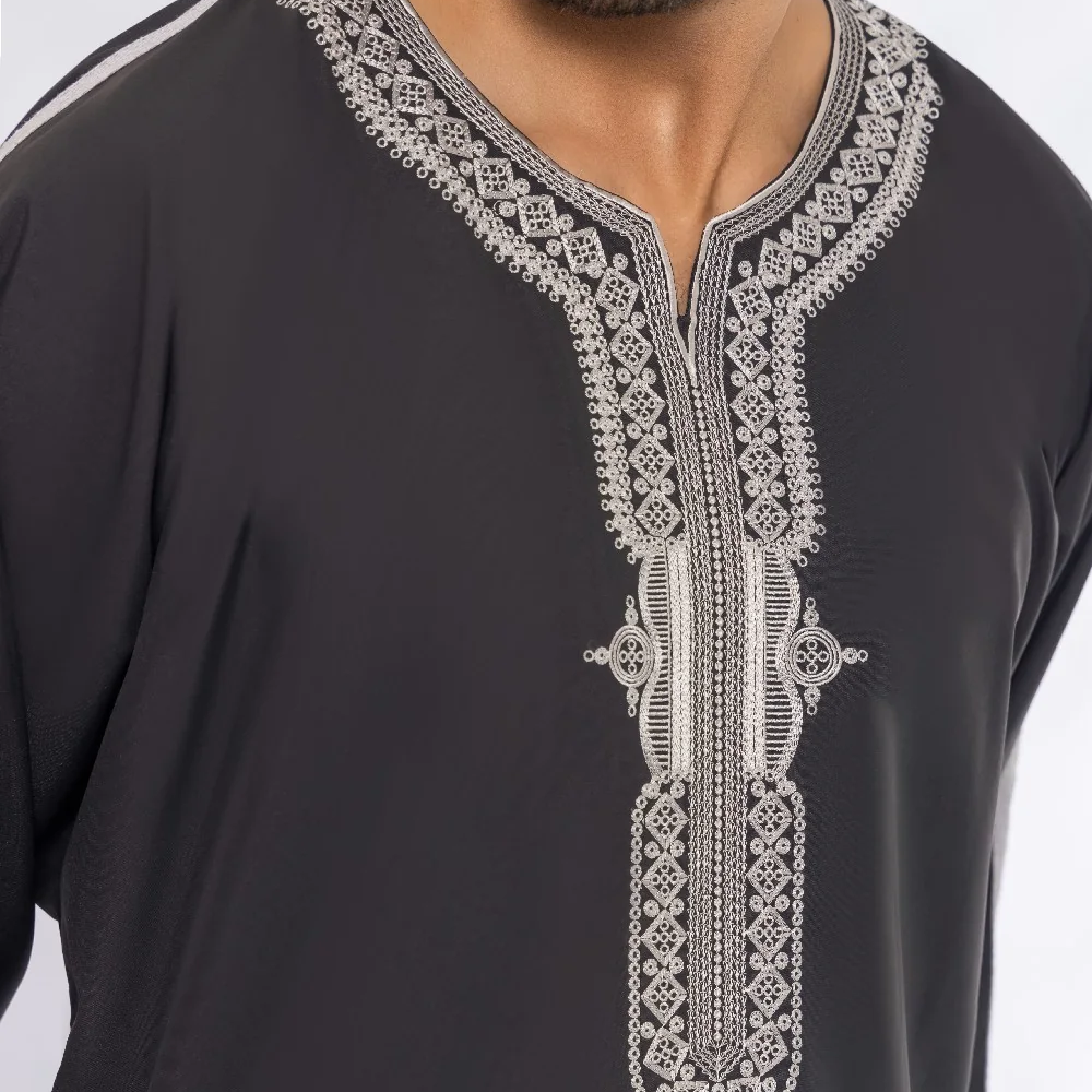 High Quality Plus Size Lightweight Breathable Men Jubbah Moroccan Thobe Set Wholesale Muslim Arabian Islamic Clothing Cotton