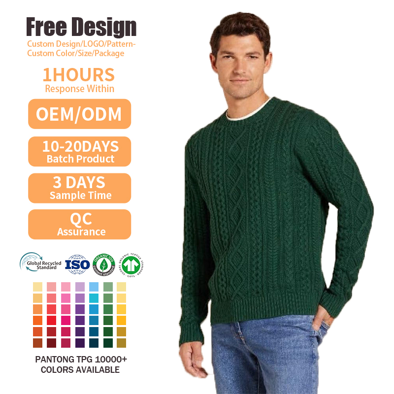 Knitwear Factory Wholesale Elegant Men's Pullover Sweater 100% Cotton with Custom Logo
