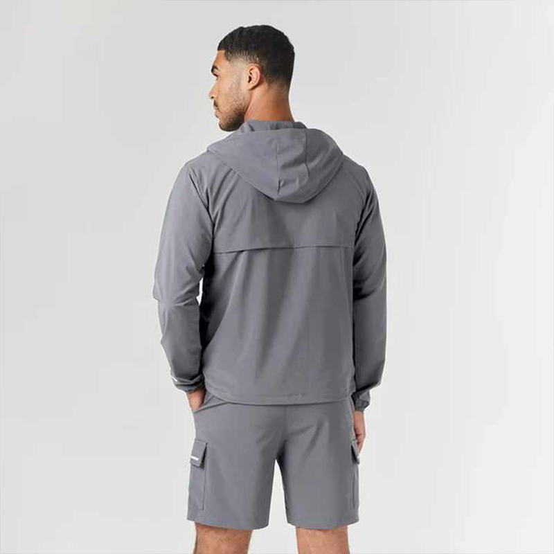Short Sleeved Zipper Men's Sportswear Hooded Clothing Customization