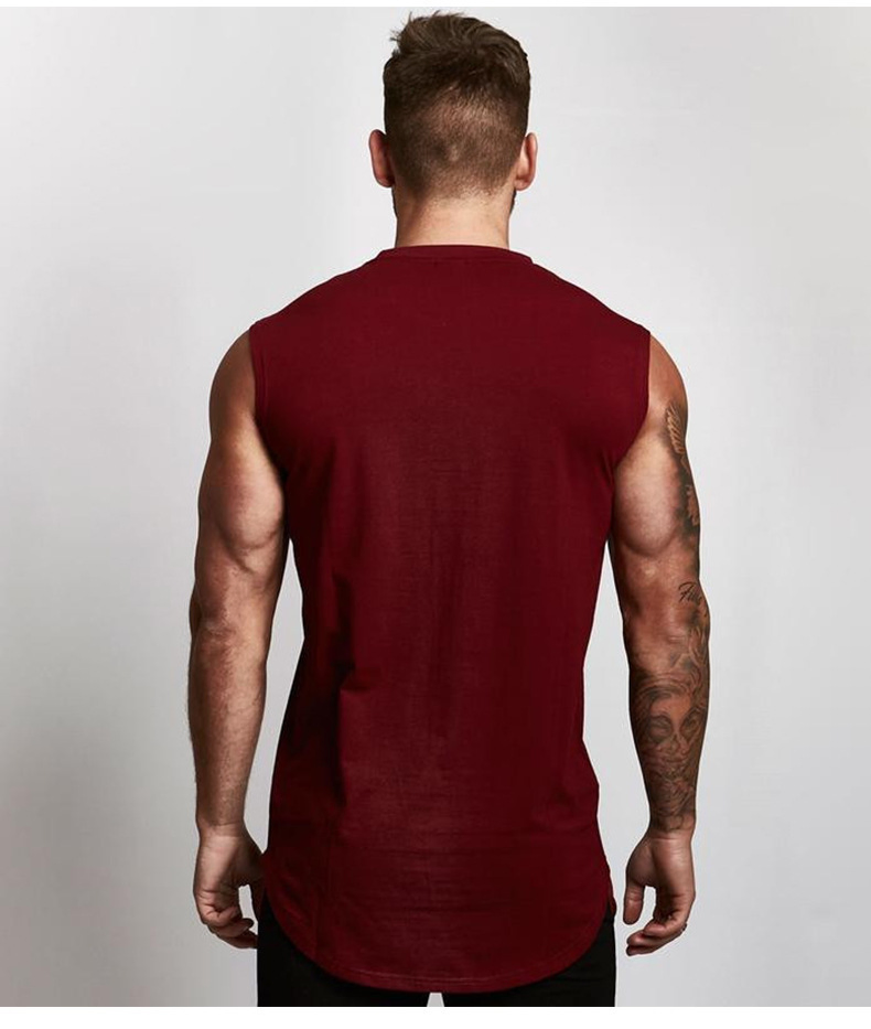 Sleeveless Men's T Shirts Dropped Plain Custom Gym Vests Armhole Cotton Tank Tops