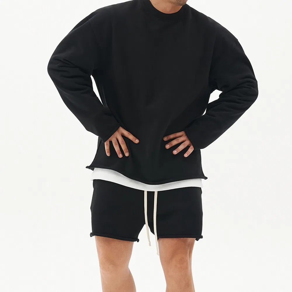 Sports Loose Round Neck Sweatshirt Men's Casual Long Sleeve Training Running Large Size Pullover Autumn Winter Gym Wear Hood
