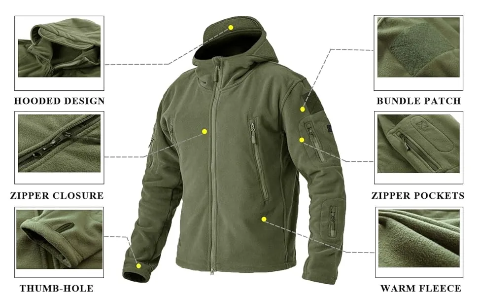Conmr Tactical Fleece Jacket Men's Windproof Warm Outdoor Coat