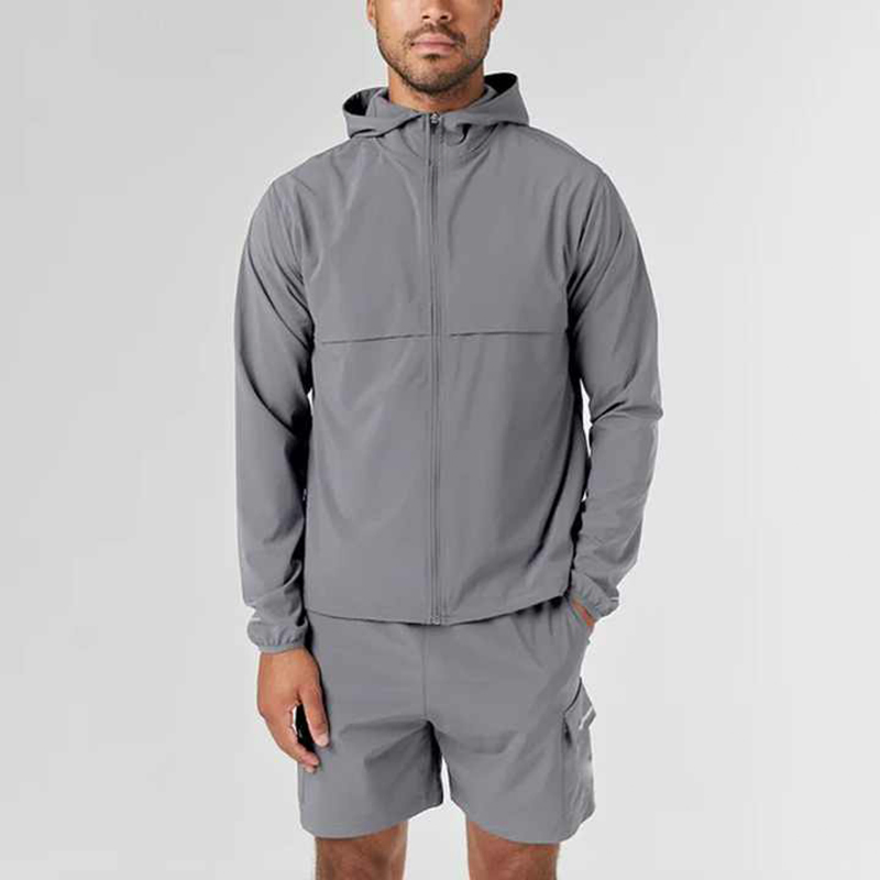 Short Sleeved Zipper Men's Sportswear Hooded Clothing Customization