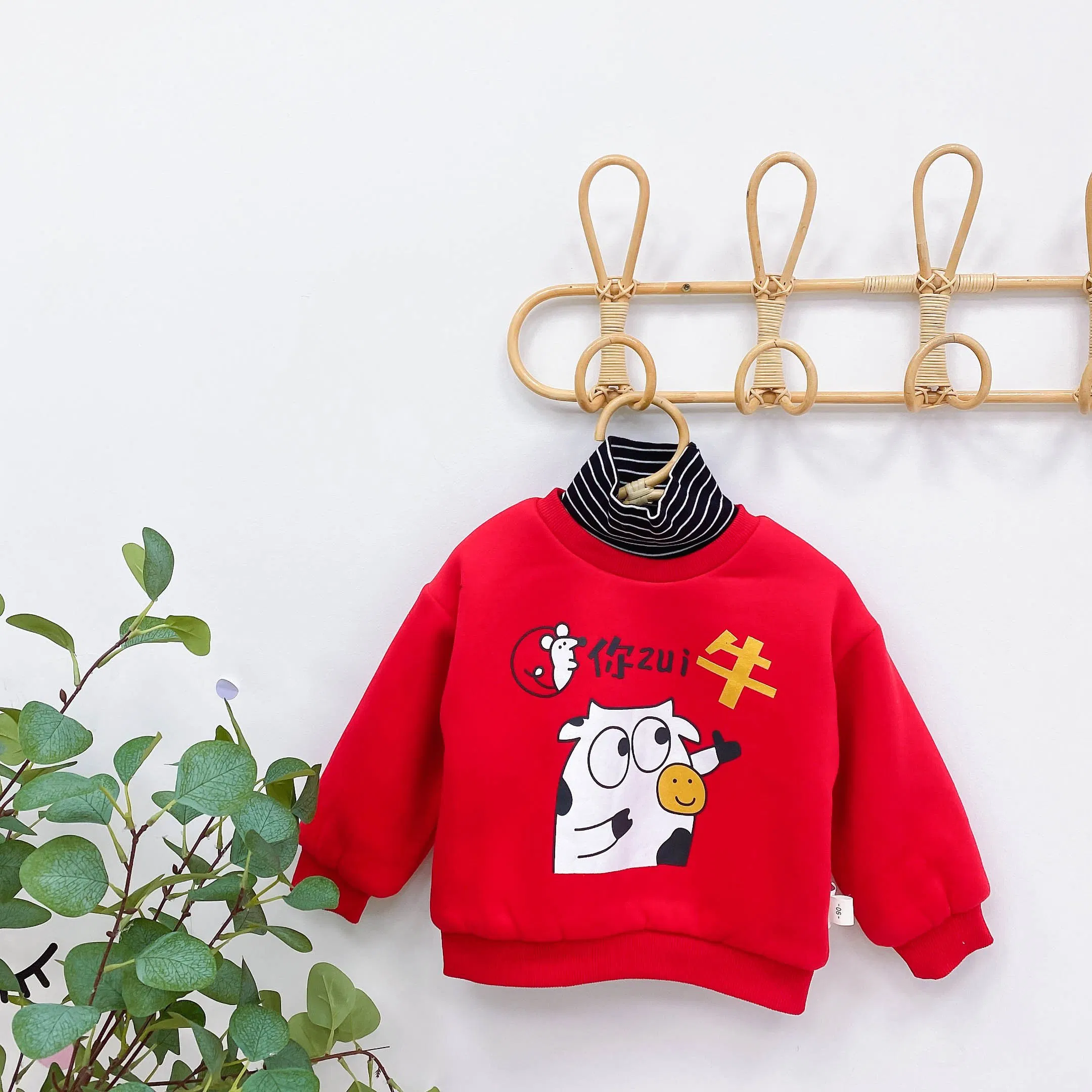 Autumn and Winter Clothing with Thick Fleece Hoodie Pure Cotton Long Sleeved Men's and Girls' Top