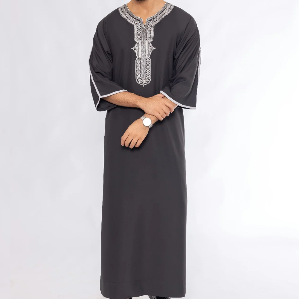 High Quality Plus Size Lightweight Breathable Men Jubbah Moroccan Thobe Set Wholesale Muslim Arabian Islamic Clothing Cotton