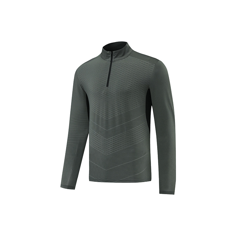 New Dark Grain Men's Autumn and Winter Stand-up Collar Fitness Clothes PRO Sports Running Training Long Sleeve High Elastic Speed Dry Tight Clothing