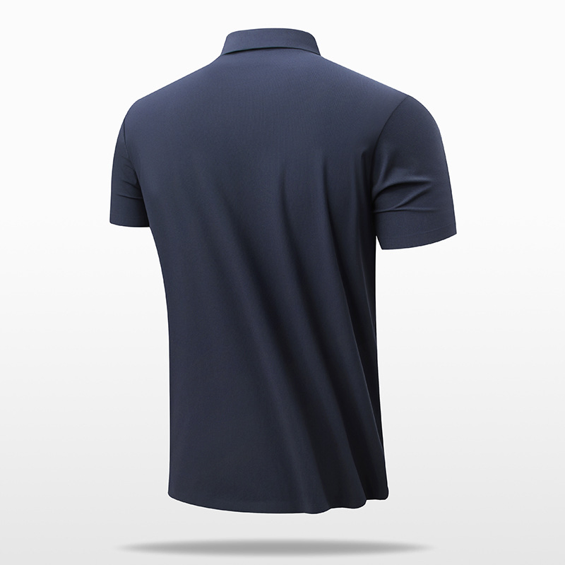 Polo Shirt Senior Sense Men's Business Seamless Ice Silk T-Shirt Men's Lapel Loose Print Top Fashion Short Sleeve Fitness