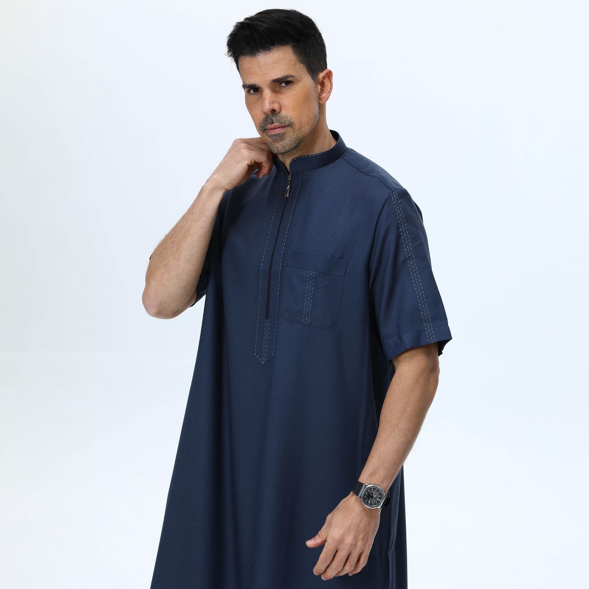 Men's Solid Color Robe Close Up