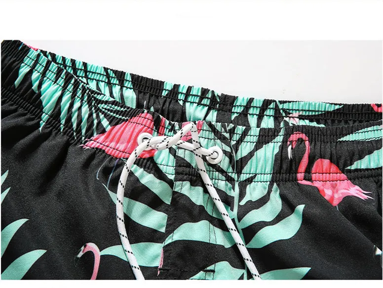 Men Flamingo Printing Loose Plus Size Swimming Surf Beach Shorts Detail 5