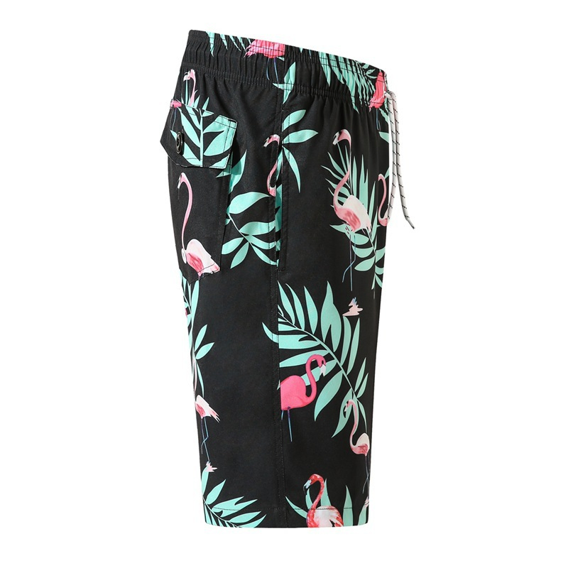 Men Flamingo Printing Loose Plus Size Swimming Surf Beach Shorts Casual Wear