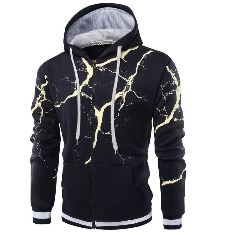 High Quality OEM Lightning Printing Hoodies Sweatshirts Oversized Fleece Sweatshirt Men Streetwear