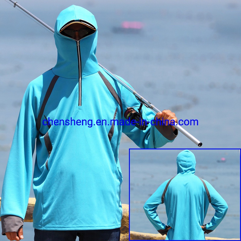 Customized Men Upf 50 UV Sun Protective Long Sleeve Quick Dry Fishing Wear for Outdoor Sunshine Summer