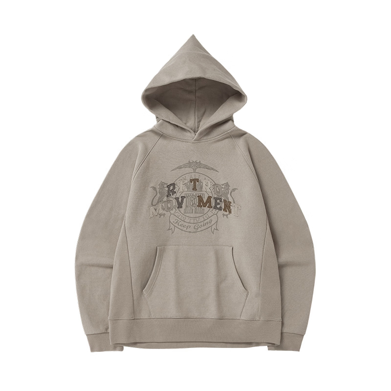Customized Hoodie Casual Hoodies Retro Horizontal Patch Embroidered Men's Sweatshirt Woven