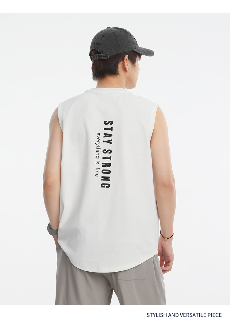 Custom Logo 180 GSM Cotton Sport Sleeveless T-Shirt Fitness Active Gym Clothing Men Vest Men's Tank Top