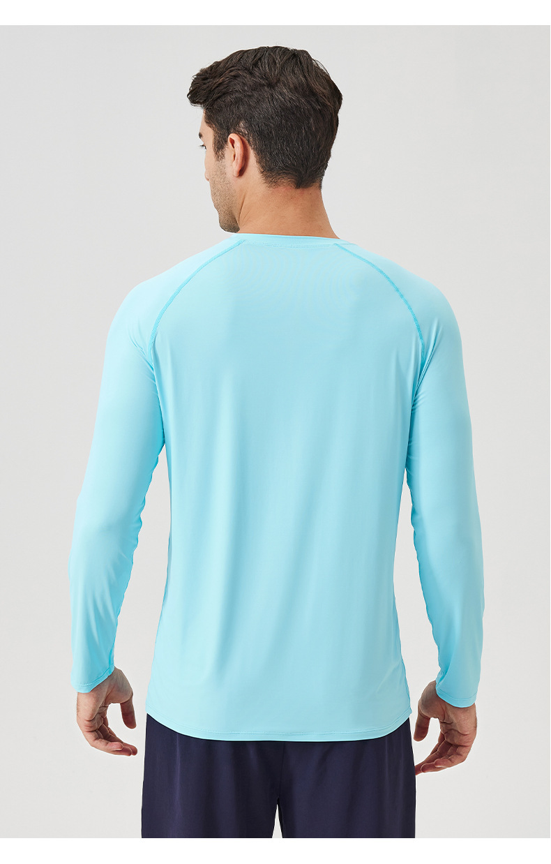 Men's Ice Silk Sunscreen Sports Long Sleeve T-Shirt Loose Breathable Cool Outdoor Running Fitness Long Sleeve Top