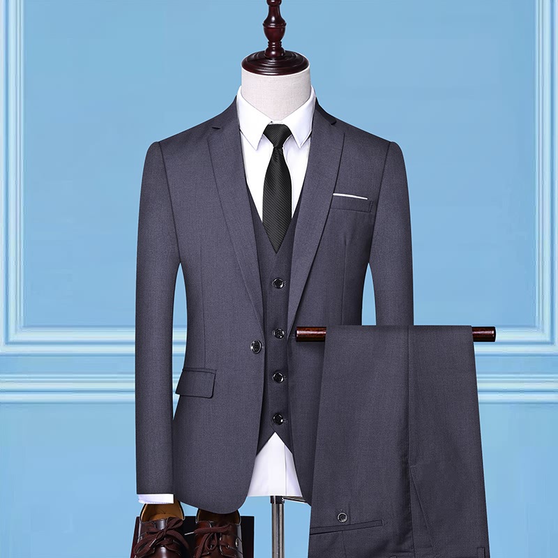 OEM Custom 3pcs Luxury Office Suit Men's Wedding Formal Wear Standard Size Suit Jacket Business Suit